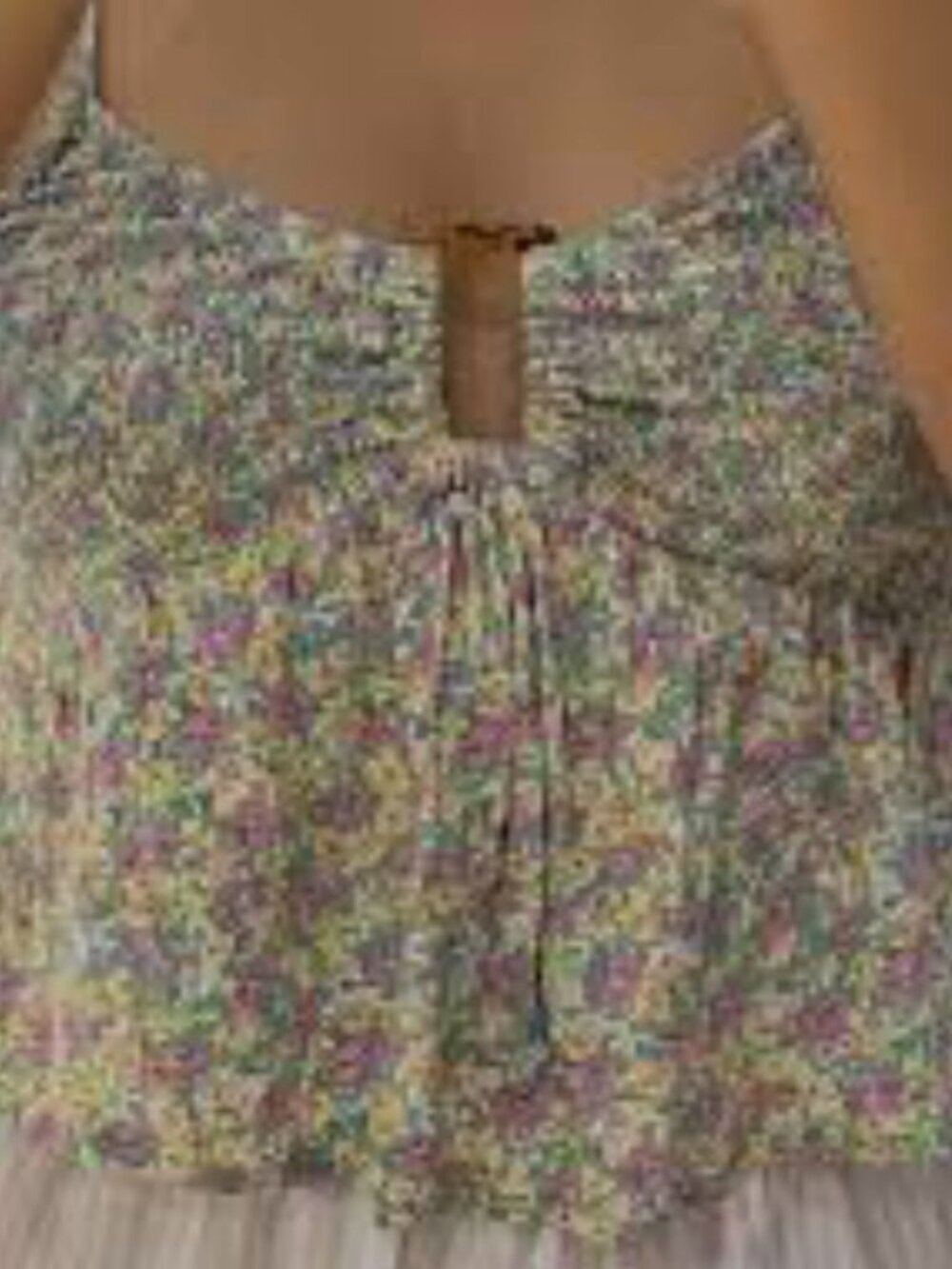 American Eagle Flyaway Cami Tank Top Women's Floral Green Yellow XL Lightweight